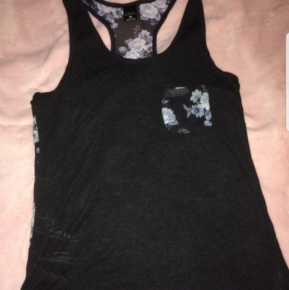 Black Floral Tank Top
